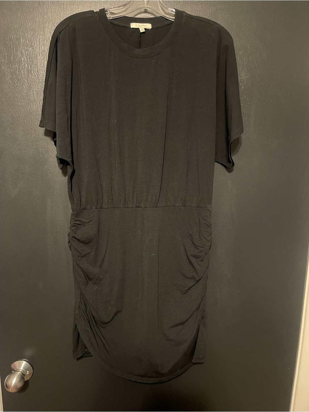 Z Supply Black Mini Dress with Ruched Bottom